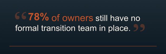 quote: 78% of business owners have no formal transition team in place
