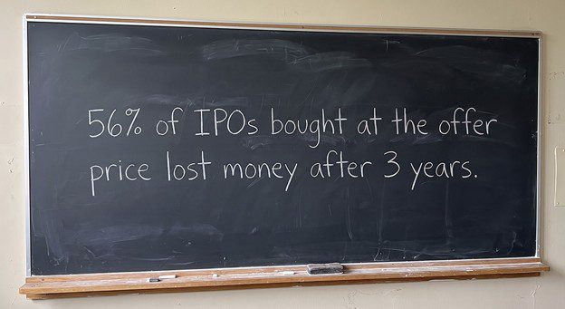 Blackboard with IPO facts written
